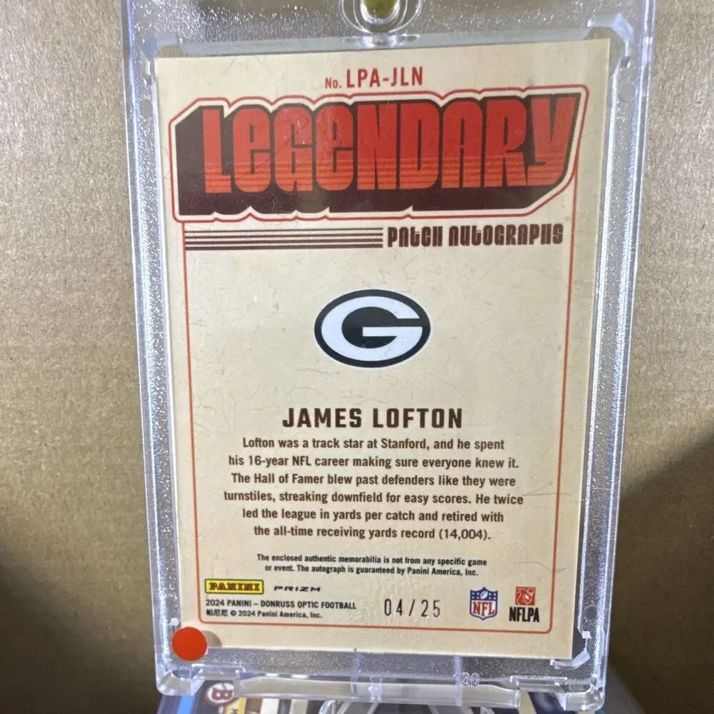 2024 Panini Donruss Optic James Lofton Packers LPA-JLN Auto Patch /25🔥🔥